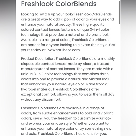 Brand New in box Freshlook Colored eye lense in Amythest (like purple) - Picture 2 of 3